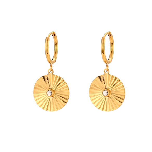Wholesale Stainless Steel Heart Geometric Pattern Electroplated Pendant Earrings For Women