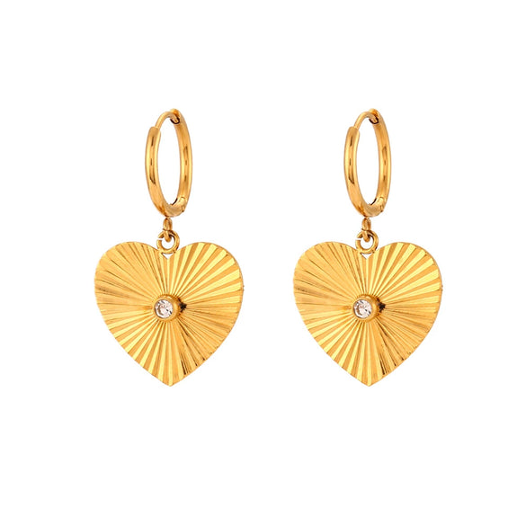 Wholesale Stainless Steel Heart Geometric Pattern Electroplated Pendant Earrings For Women