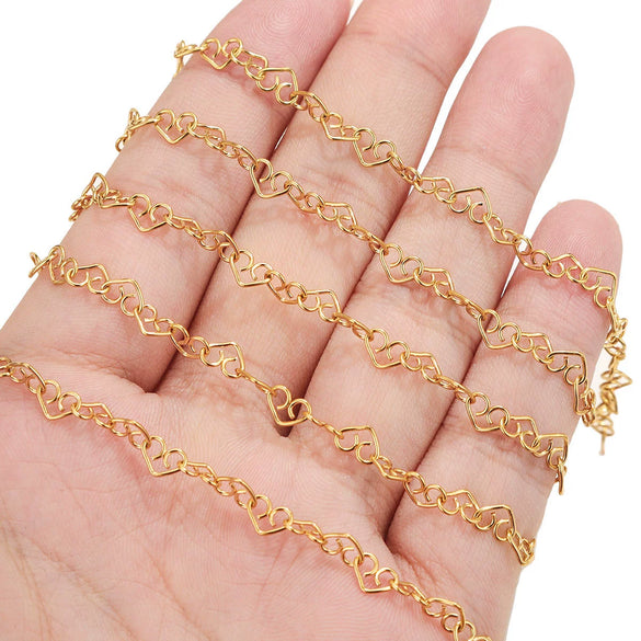 Wholesale Stainless Steel Heart Love Tassel Chain Handmade Bracelet Necklace Accessories With Electroplating