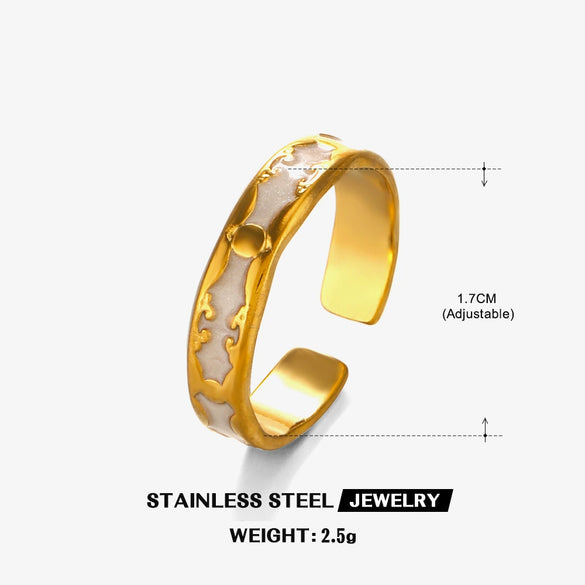 Wholesale Stainless Steel Heart Pattern Electroplating Opening Ring For Women