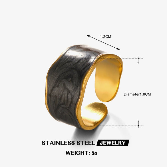 Wholesale Stainless Steel Heart Pattern Electroplating Opening Ring For Women