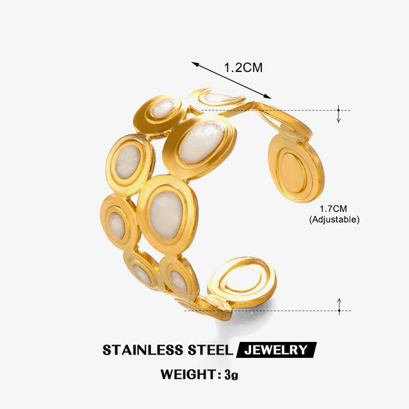 Wholesale Stainless Steel Heart Pattern Electroplating Opening Ring For Women