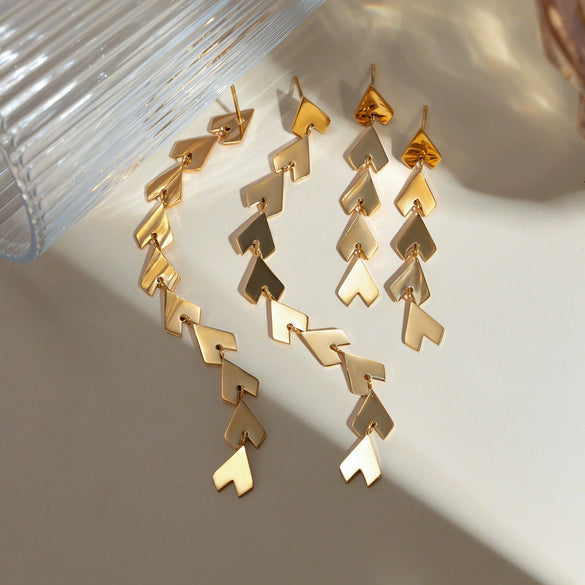 Wholesale Stainless Steel Heart Pattern Tassel Earrings Jewelry With Electroplating Treatment