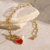 Wholesale Stainless Steel Heart Pendant Bracelet With Electroplating For Women