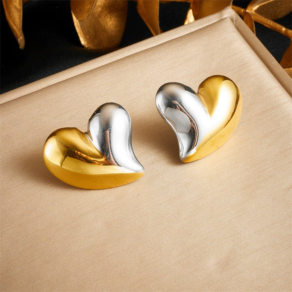 Wholesale Stainless Steel Heart Pendant Chain Jewelry Necklace Retro Cold Style Gold Plated