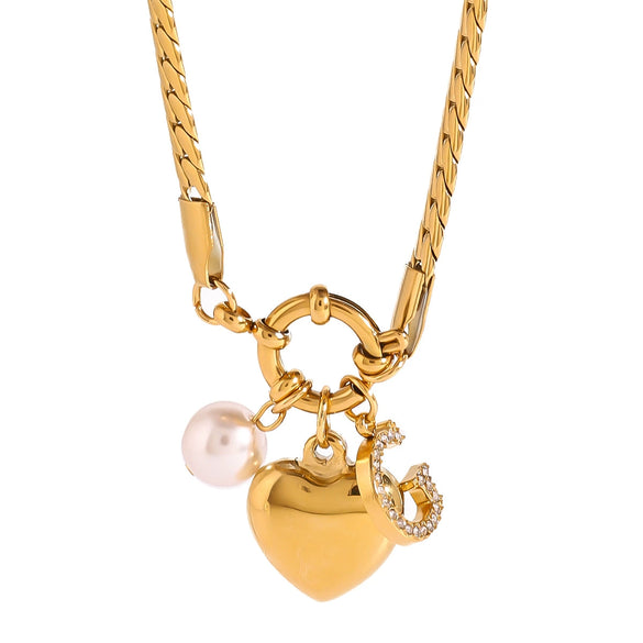 Wholesale Stainless Steel Heart Pendant Necklace With Electroplating Treatment