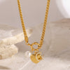 Wholesale Stainless Steel Heart Pendant Necklace With Electroplating Treatment