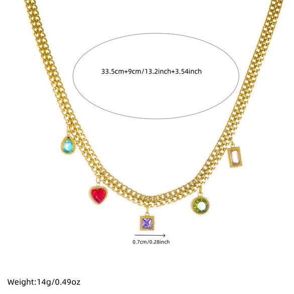 Wholesale Stainless Steel Heart Pendant Necklace With Geometric Pattern Goldplated For Women