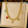 Wholesale Stainless Steel Heart Pendant Necklace With Geometric Pattern Goldplated For Women