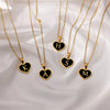 Wholesale Stainless Steel Heart Pendant Necklace With Oil Dripping Design And Letter Pattern Retro Style