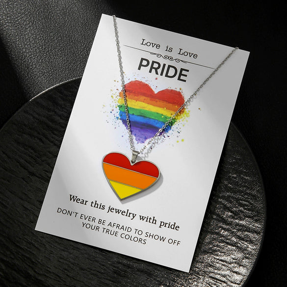 Wholesale Stainless Steel Heart Pendant Necklace With Oil Dripping Design For Women