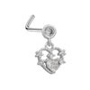 Wholesale Stainless Steel Heart Puncture Nose Ring With Diamond Design
