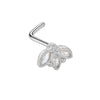 Wholesale Stainless Steel Heart Puncture Nose Ring With Diamond Design