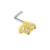 Wholesale Stainless Steel Heart Puncture Nose Ring With Diamond Design