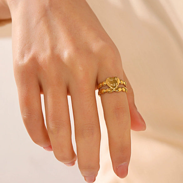 Wholesale Stainless Steel Heart Ring For Women Electroplated Fashionable And Simple