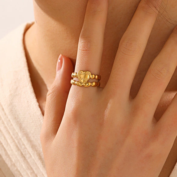 Wholesale Stainless Steel Heart Ring For Women Electroplated Fashionable And Simple