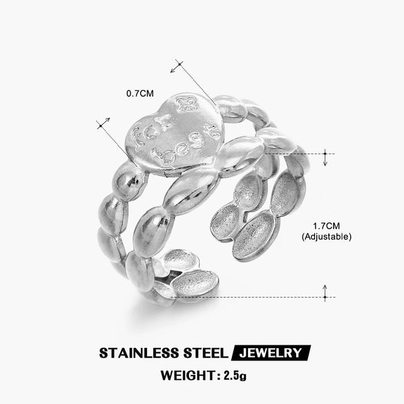 Wholesale Stainless Steel Heart Ring For Women Electroplated Fashionable And Simple