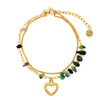 Wholesale Stainless Steel Heart Shape Beaded Pendant Bracelet With 18K Gold Electroplating For Women