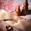 Wholesale Stainless Steel Heart Shape Beaded Pendant Bracelet With 18K Gold Electroplating For Women