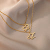 Wholesale Stainless Steel Heart Shape Butterfly Alphabet Necklace With Electroplating Treatment