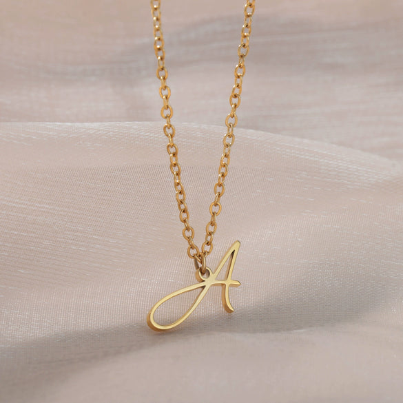 Wholesale Stainless Steel Heart Shape Butterfly Alphabet Necklace With Electroplating Treatment