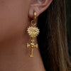 Wholesale Stainless Steel Heart Shape Devil's Eye Cross Pendant Earrings With Electroplating Design