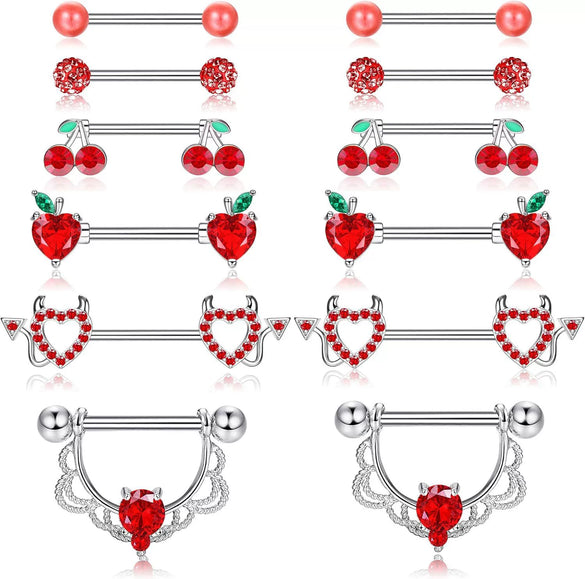Wholesale Stainless Steel Heart Shape Diamond Set Body Piercing Jewelry Suit For Women
