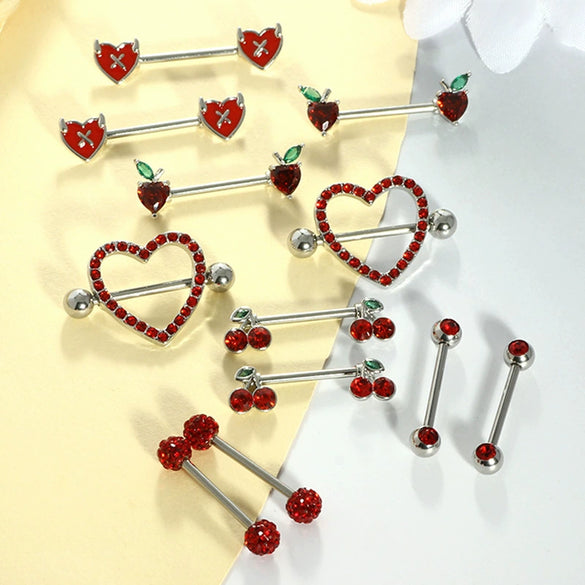 Wholesale Stainless Steel Heart Shape Diamond Set Body Piercing Jewelry Suit For Women