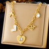 Wholesale Stainless Steel Heart Shape Diamondencrusted Love Pendant O Word Chain Necklace With Electroplating And Fashion Design