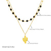 Wholesale Stainless Steel Heart Shape Electroplated Doublelayer Necklace For Women With Oil Dropping And Sun And Moon Painted Patterns