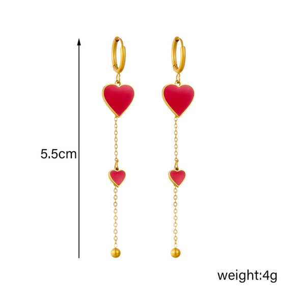 Wholesale Stainless Steel Heart Shape Electroplated Love Pendant Earrings For Women