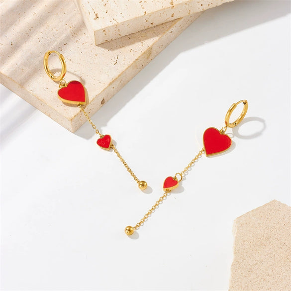 Wholesale Stainless Steel Heart Shape Electroplated Love Pendant Earrings For Women