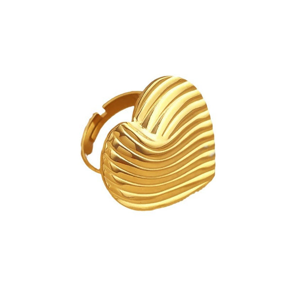 Wholesale Stainless Steel Heart Shape Electroplated Love Ring Retro Light Luxury Style Unisex