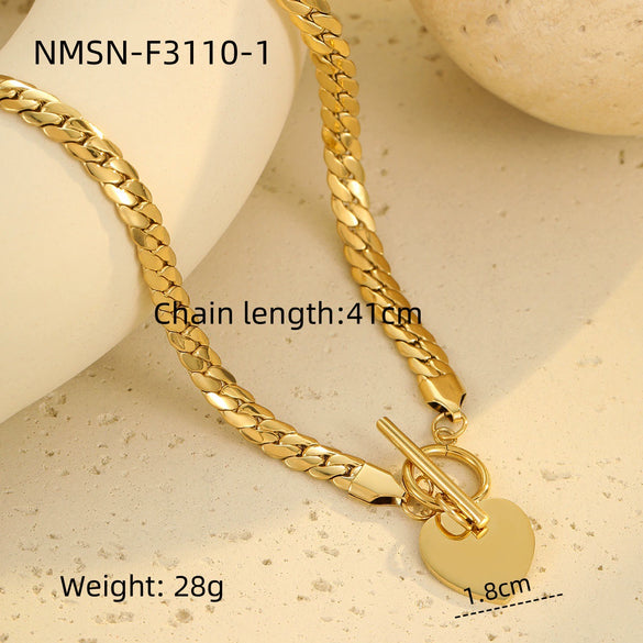 Wholesale Stainless Steel Heart Shape Electroplated Necklace For Women