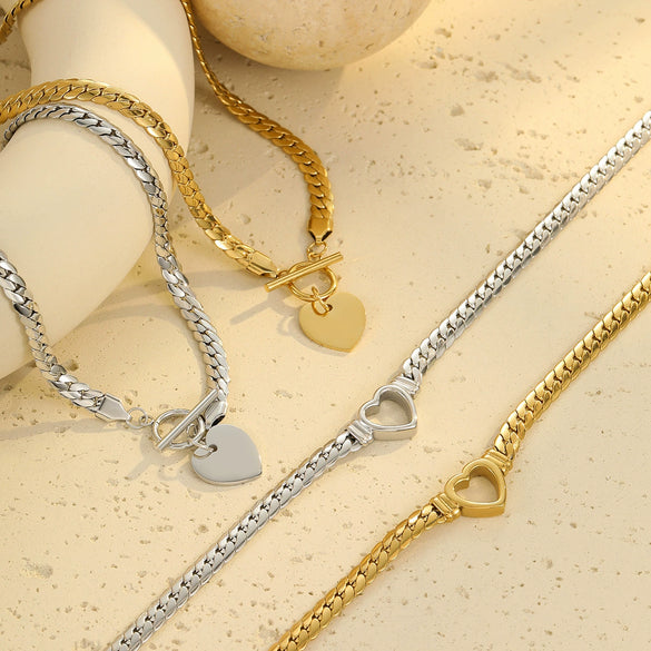 Wholesale Stainless Steel Heart Shape Electroplated Necklace For Women