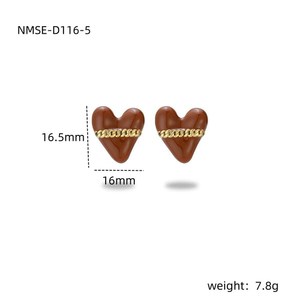 Wholesale Stainless Steel Heart Shape Electroplated Stud Earrings For Women Fashion Style
