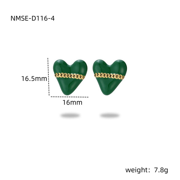 Wholesale Stainless Steel Heart Shape Electroplated Stud Earrings For Women Fashion Style