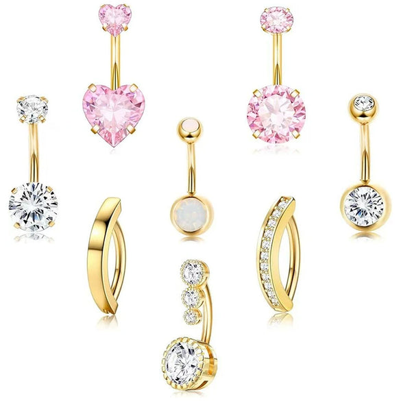 Wholesale Stainless Steel Heart Shape Electroplating Navel Ring Body Piercing Jewelry For Unisex