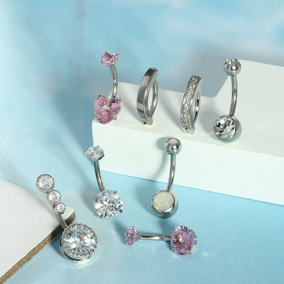 Wholesale Stainless Steel Heart Shape Electroplating Navel Ring Body Piercing Jewelry For Unisex