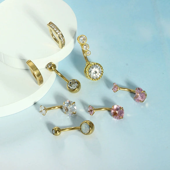 Wholesale Stainless Steel Heart Shape Electroplating Navel Ring Body Piercing Jewelry For Unisex