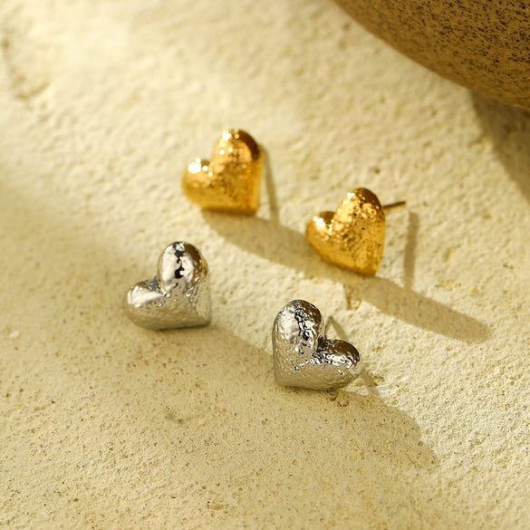 Wholesale Stainless Steel Heart Shape Electroplating Women's Cold Style Love Ear Stud Earrings