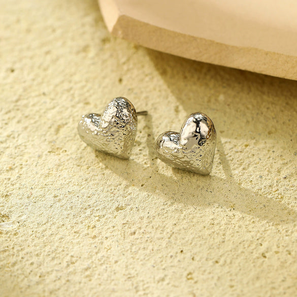 Wholesale Stainless Steel Heart Shape Electroplating Women's Cold Style Love Ear Stud Earrings