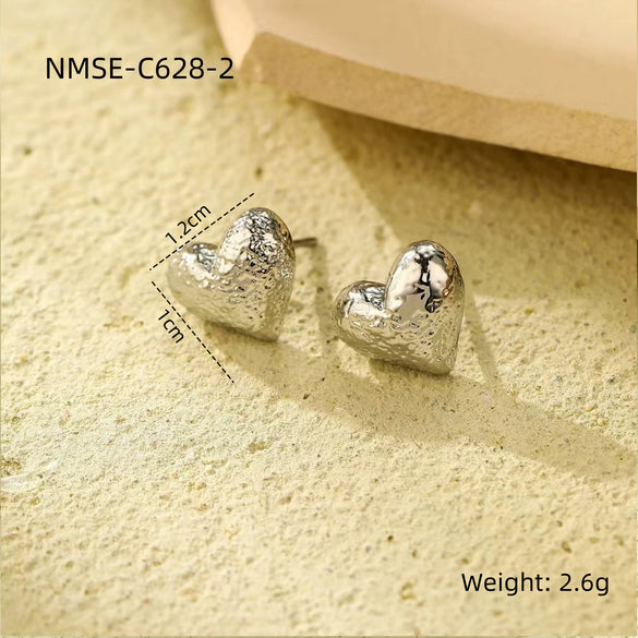 Wholesale Stainless Steel Heart Shape Electroplating Women's Cold Style Love Ear Stud Earrings