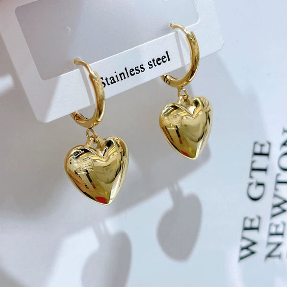 Wholesale Stainless Steel Heart Shape Electroplating Women's Earrings