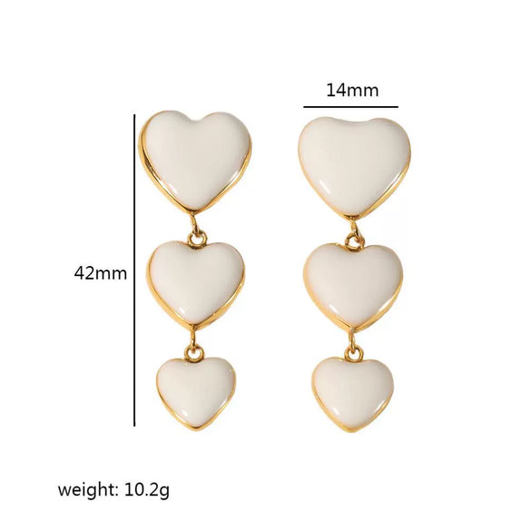 Wholesale Stainless Steel Heart Shape Epoxy Lovely Women's Earrings