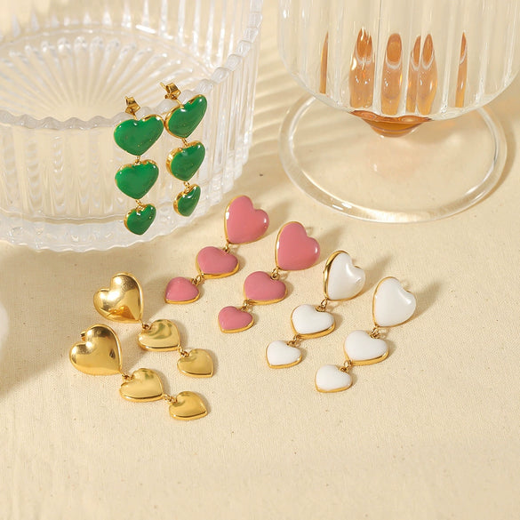 Wholesale Stainless Steel Heart Shape Epoxy Lovely Women's Earrings