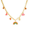 Wholesale Stainless Steel Heart Shape Fashion Oil Dropping Love Rainbow Hat Pendant O Chain Necklace For Women With Electroplating