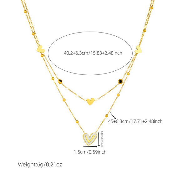 Wholesale Stainless Steel Heart Shape Fashion Simple Gold Plated Multi Layer O Chain Necklace