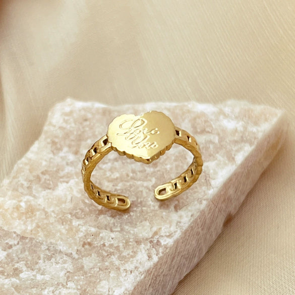 Wholesale Stainless Steel Heart Shape Open Ring For Couple Electroplated Light Luxury Trendy Style