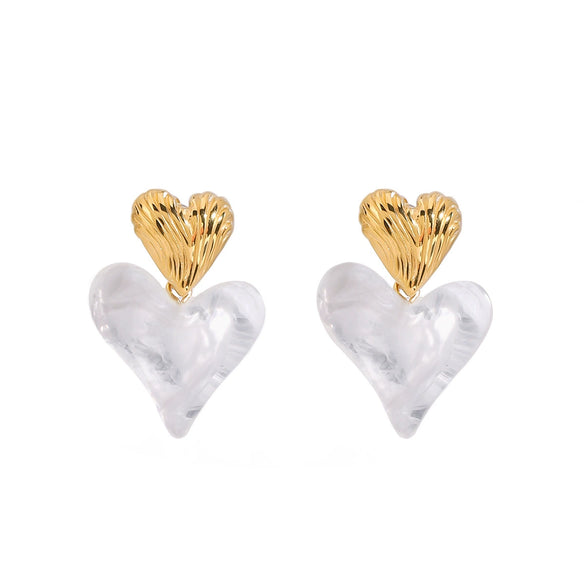 Wholesale Stainless Steel Heart Shape Pendant Earrings With Love Pattern And Electroplating Design